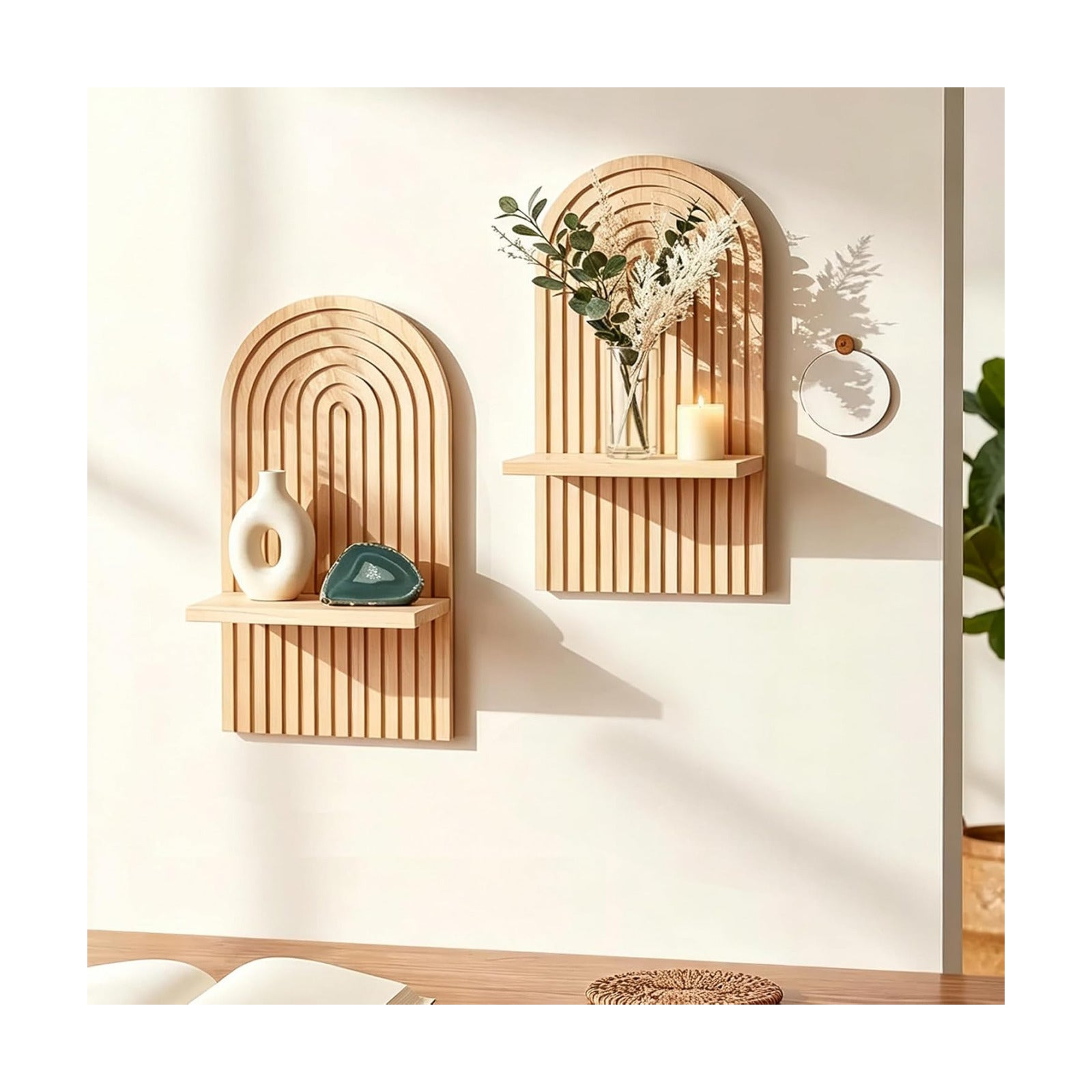 Boho Plant Wall Shelf / Rainbow / 15 x 8.6 / Set of 2