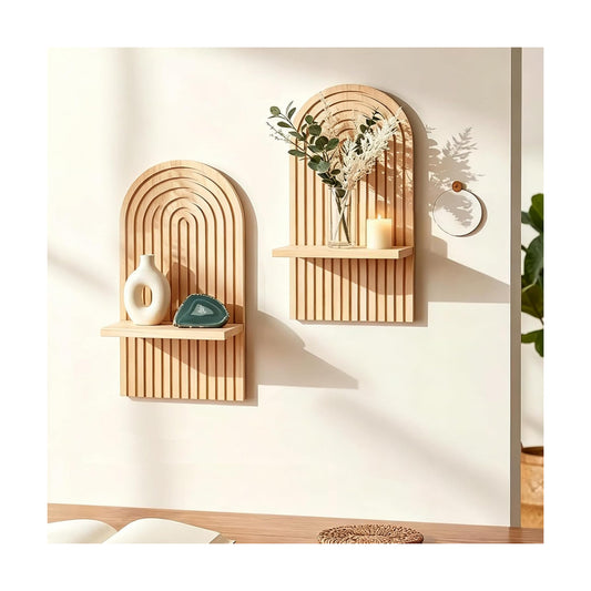 Boho Plant Wall Shelf / Rainbow / 15 x 8.6 / Set of 2