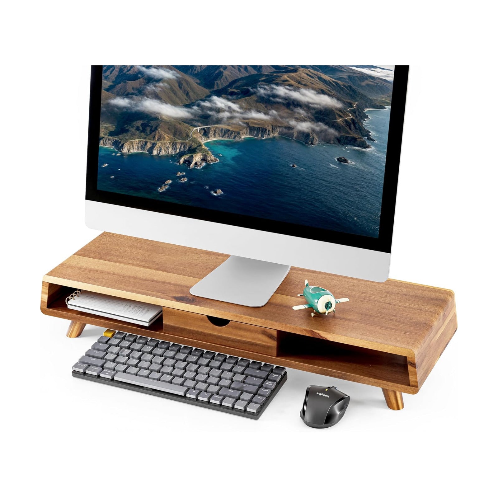 Wood Monitor Stand / Acacia / 24.4 x 8 x 5