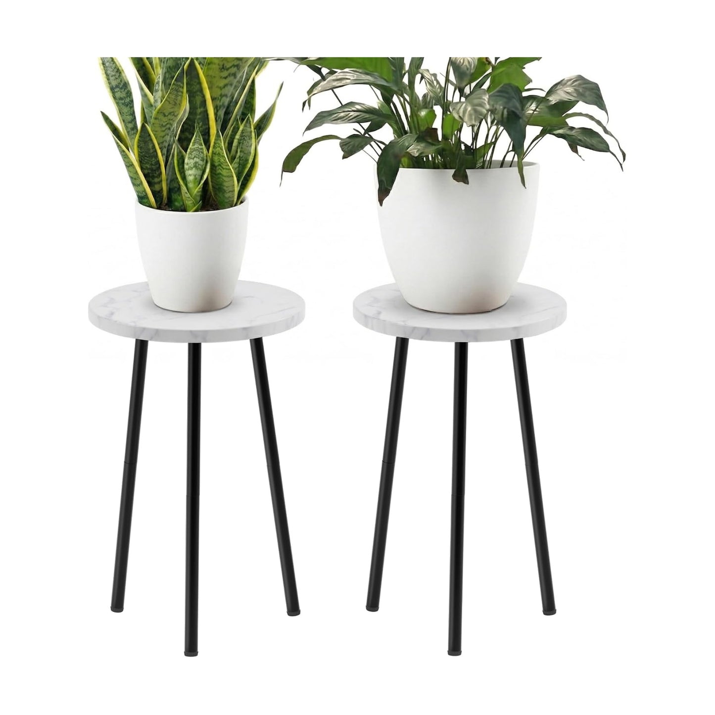 Plant Stand Indoor 2 Pack: Corner Wood 20 Inch Plant Stand - Plant Table | Mid Century Modern Decor - Small Round Plant