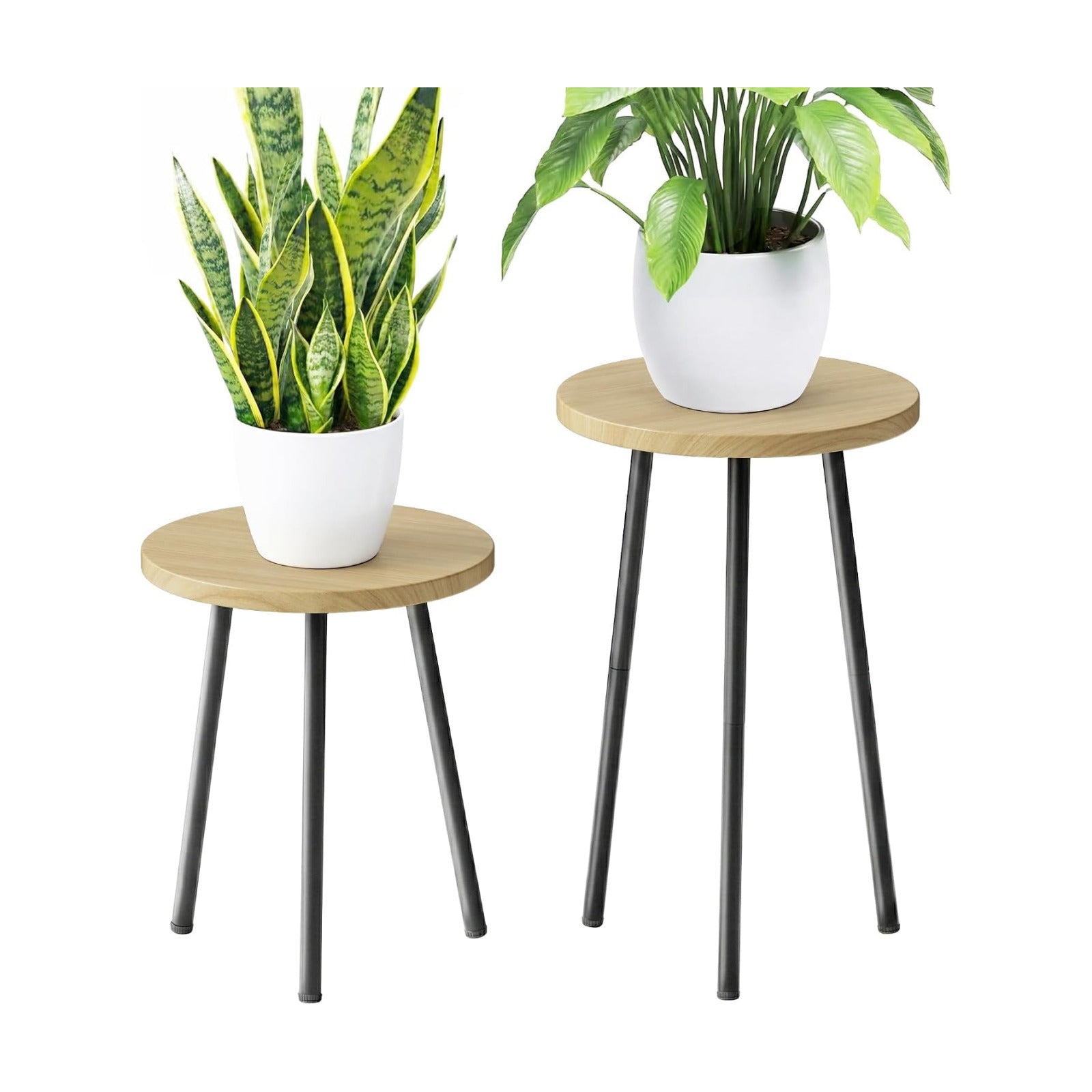 Plant Stand Indoor Tall: Wood Plant Stand 2 Pack Mid Century Modern Decor | Small Round Plant Table for Indoor Plants