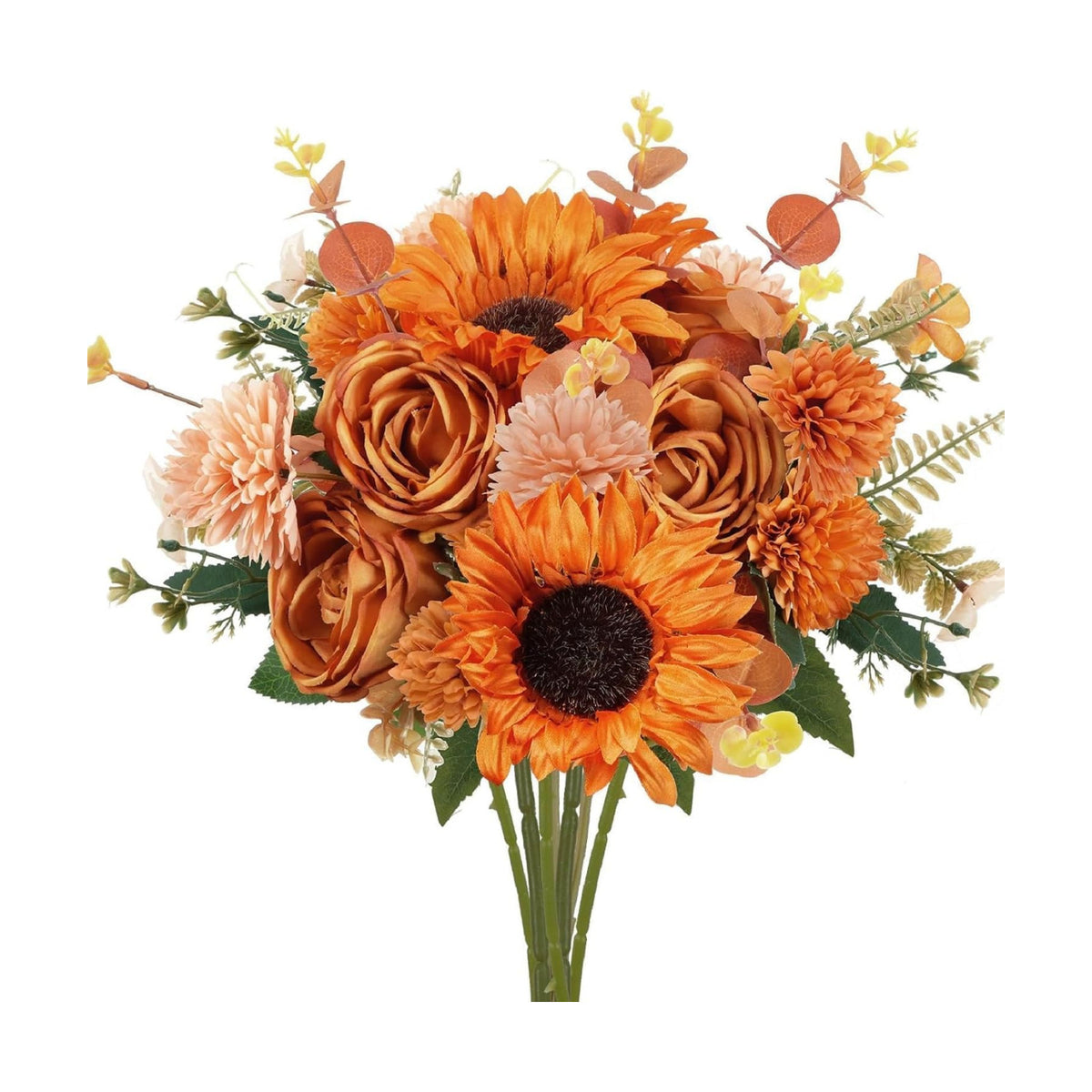 18Pcs Fall Flowers Artificial Cemetery Flowers for Grave Silk Sunflowers