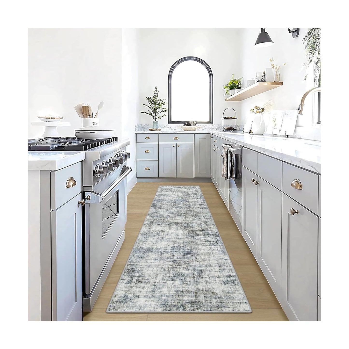 2'6''x8' Runner Rugs Washable Rug:Modern Abstract Hallway Blue Multi Carpet