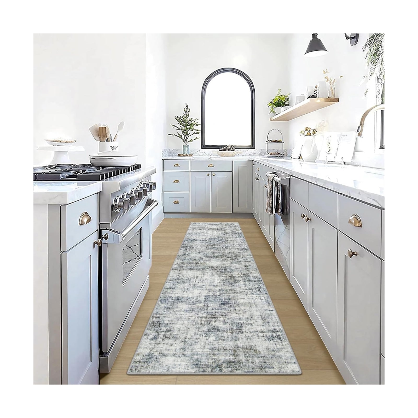 2'6''x8' Runner Rugs Washable Rug:Modern Abstract Hallway Blue Multi Carpet