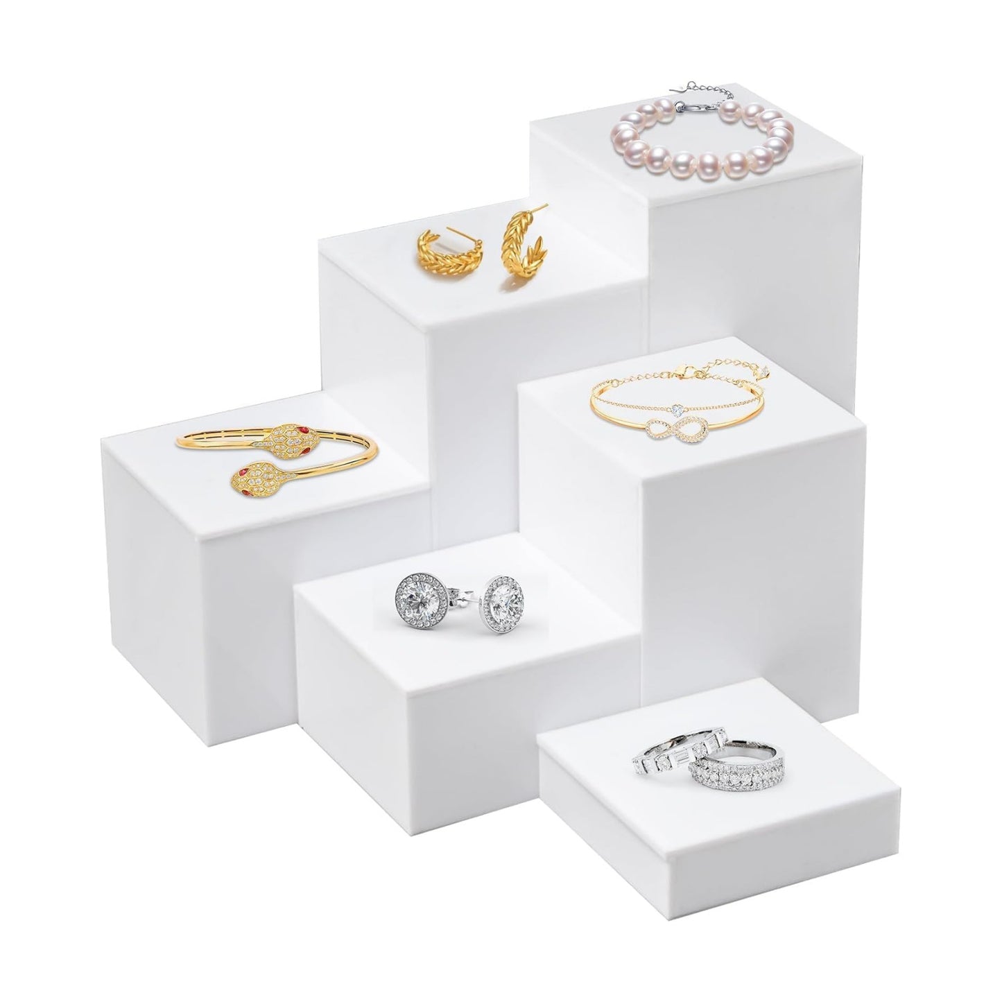 Square Acrylic Display Base for Necklaces / White / Set of 6