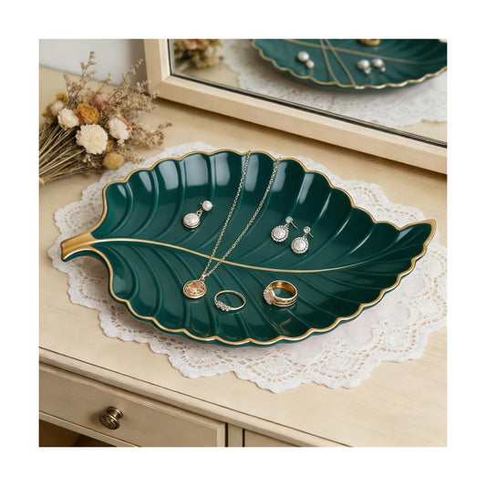 Jewelry Tray Ceramic Ring Holder Dish " Green Key / #a Green Ceramic Leaf Jewelry Tray / 10.6 x 7.9
