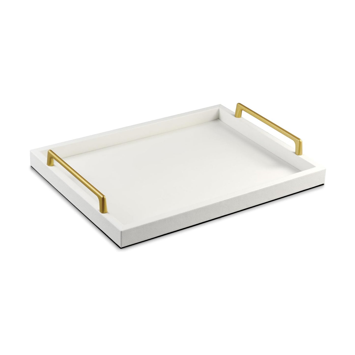 Wooden Leather Serving Tray / White