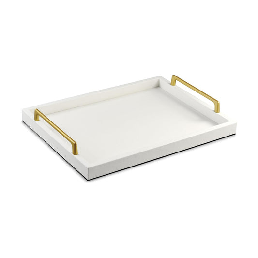 Wooden Leather Serving Tray / White
