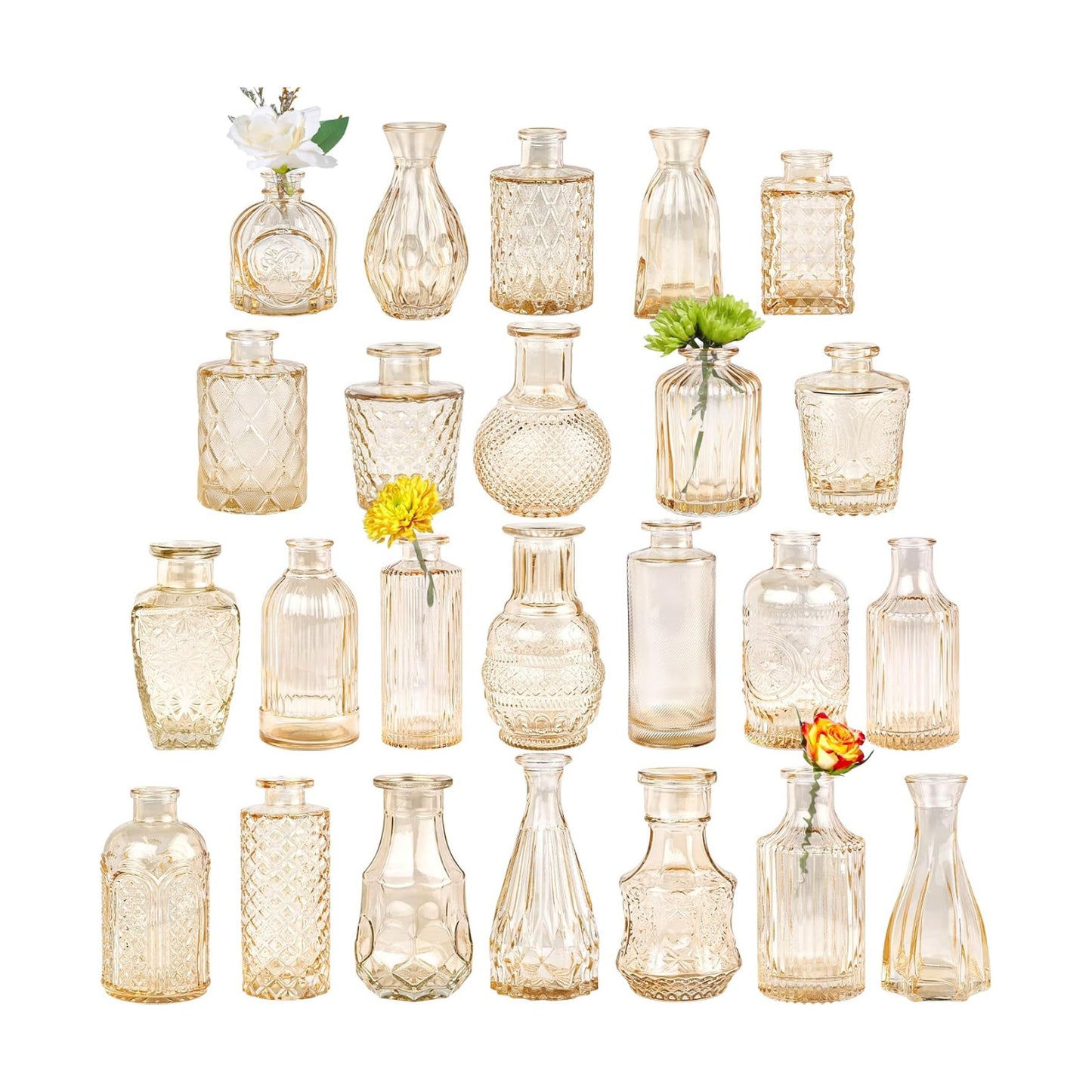 Glass Bud Vase / Amber / Set of 24