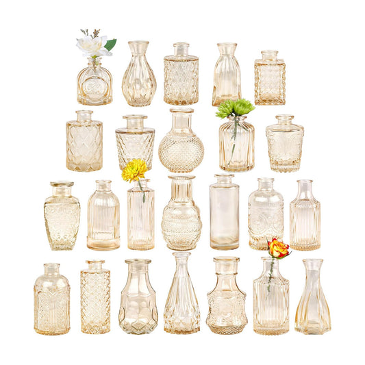 Glass Bud Vase / Amber / Set of 24