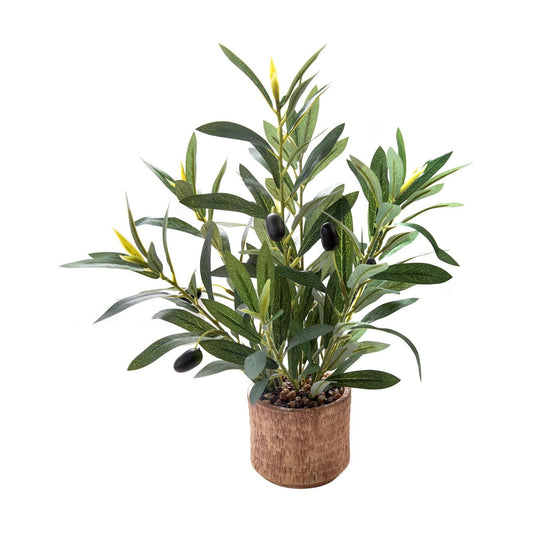 Indoor Fake Olive Plant Faux Silk Leaves / Plant A / Black / 12 Inch