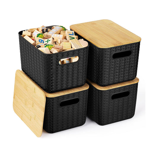 4 Packs Storage Bins / Black