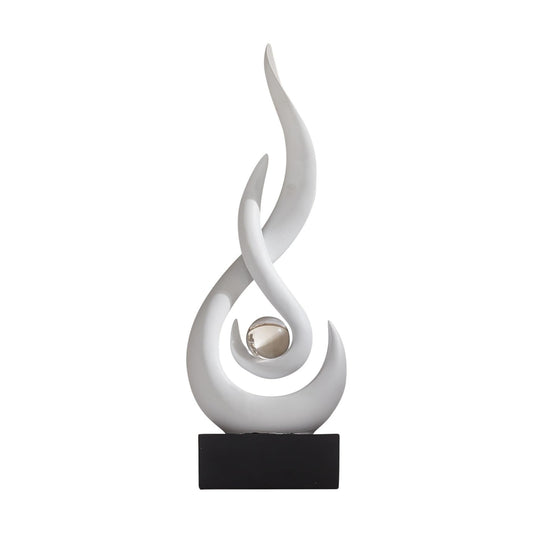 Resin Flame Statue Modern Centerpiece Ornaments / White