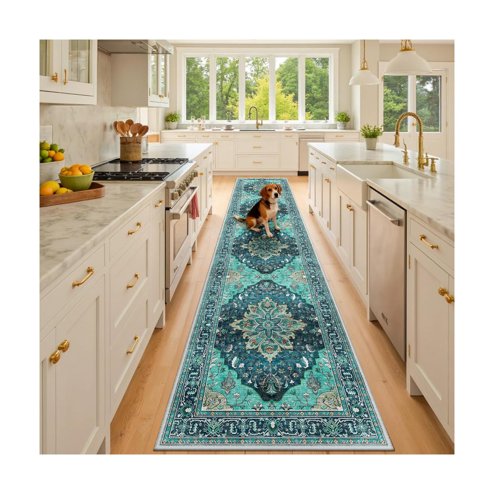 RELEANY Washable Area Rug, Runner 2'x10', Teal
