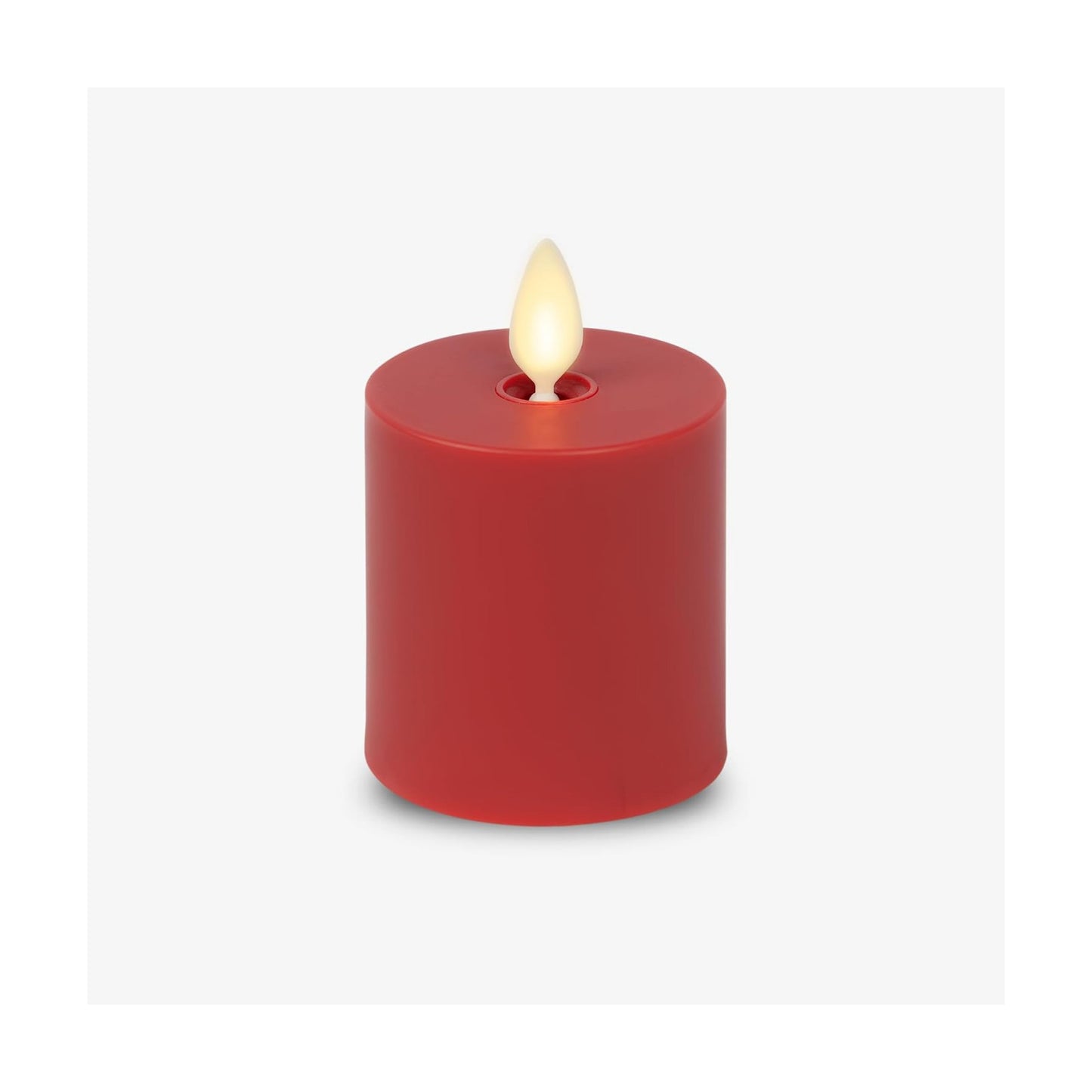 Luminara Outdoor Votive Flameless LED Candle, Cherry Red 2" x 3.2", Moving Flame Battery Operated Timer Remote Ready