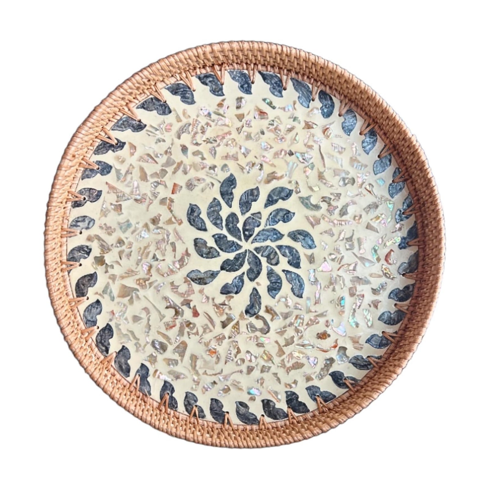 Rattan Serving Tray / Lucky Flower / Set of 12