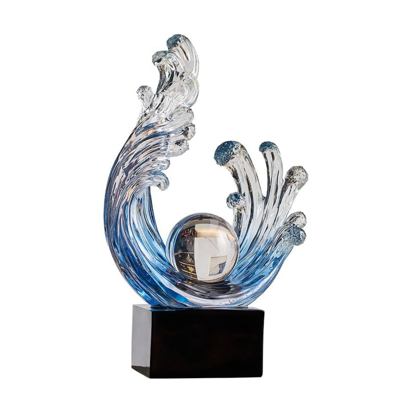 Modern Abstract Decorative Wave Statue / A / Navy-blue
