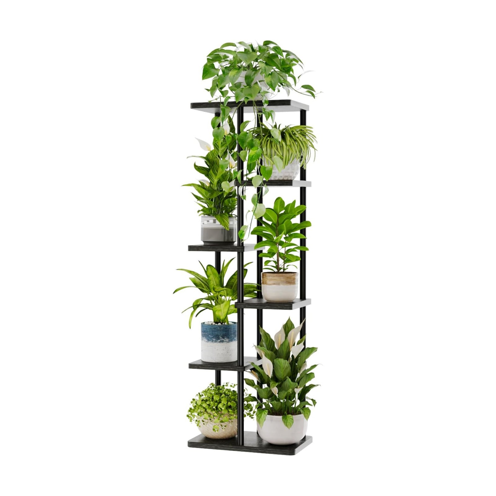 Bamworld Tall Plant Stand Indoor, 6 Tier Metal Plant Shelf for Multiple Plants, Tiered Flower Pot Stands for Patio