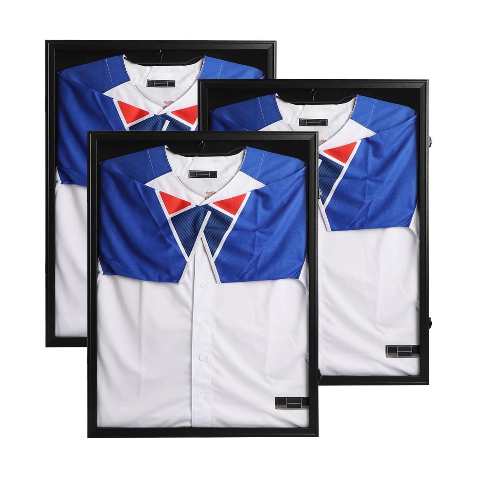 IHEIPYE Jersey Frame Display Case 3 Pack Large Shadow Box Lockable, Black | Black Lock, UV Protection, Hanger, Baseball