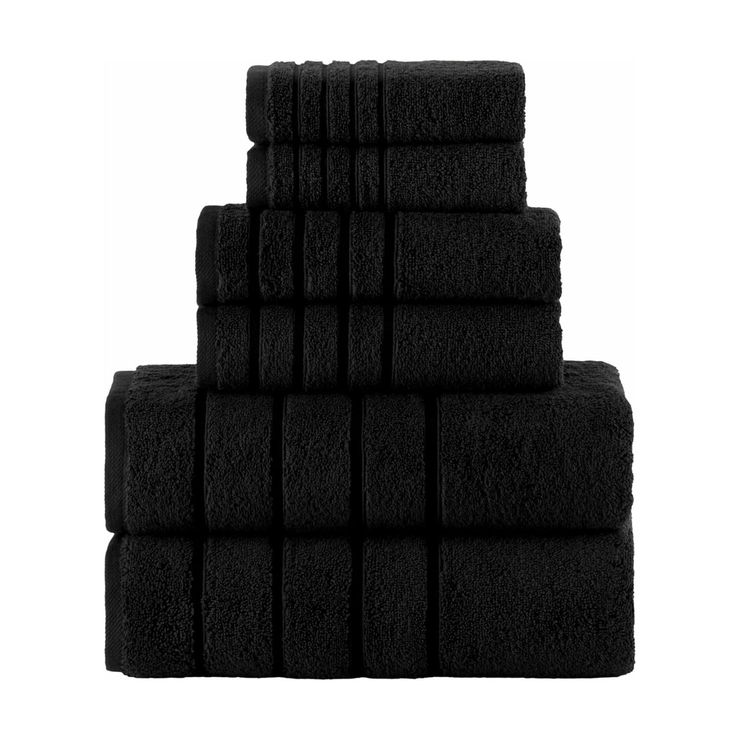 Elegant Comfort 4 Lines Viscose Stripe 6-Piece Premium Towel Set - 100% Turkish Cotton High Absorbent Luxury Bathroom
