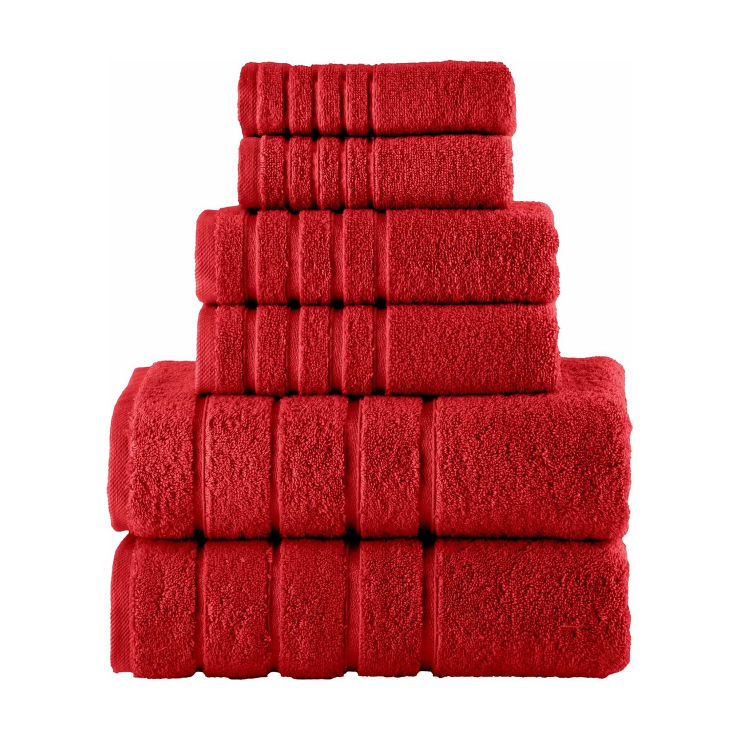 Elegant Comfort 4 Lines Viscose Stripe 6-Piece Premium Towel Set - 100% Turkish Cotton High Absorbent Luxury Bathroom
