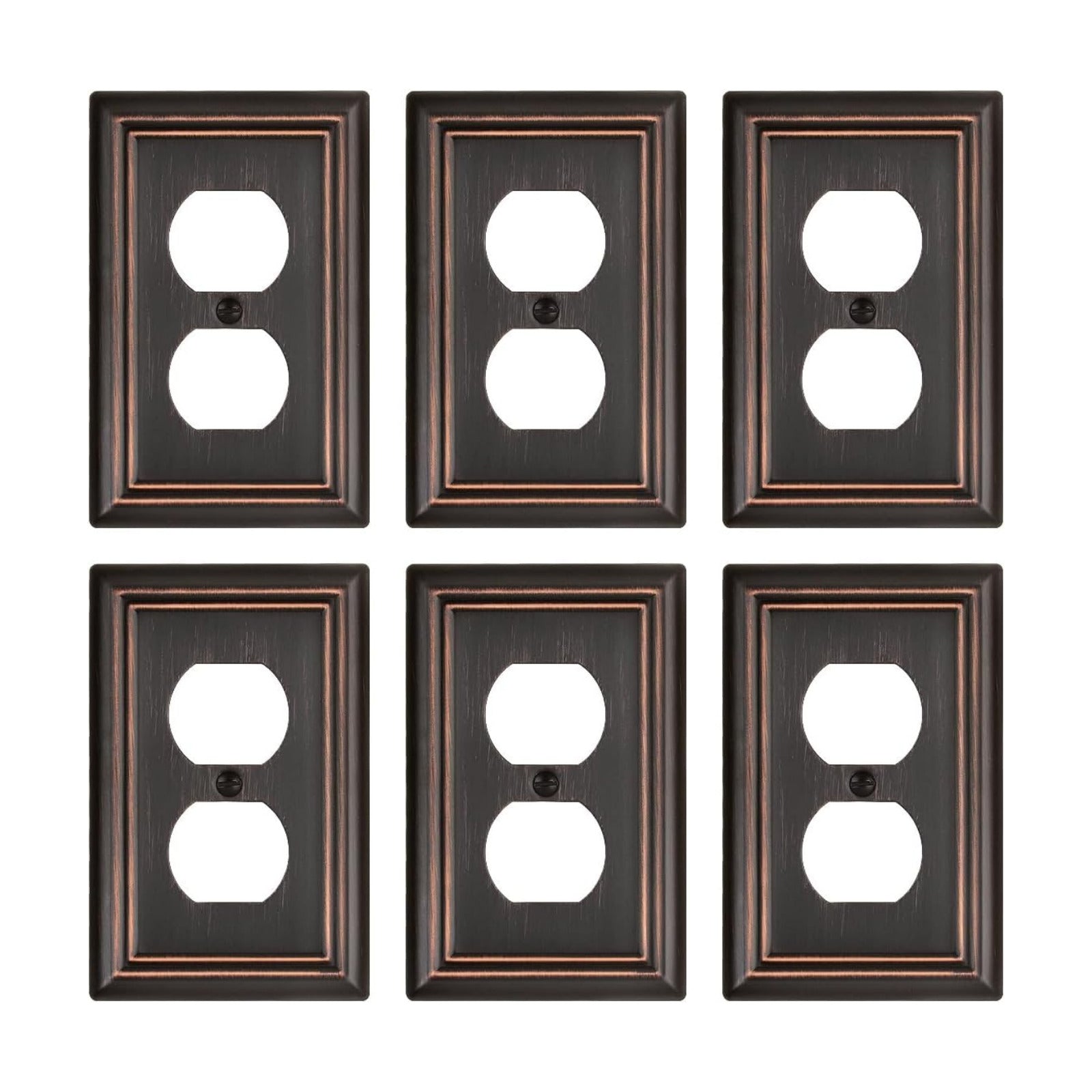 Switch Plates Outlet Covers, 6-Pack Metal Wall Plates, Aged Bronze | Midsize Duplex Outlet Cover for Electrical