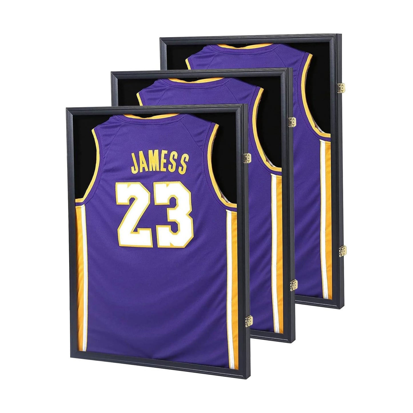 Large Lockable Jersey Frame with UV Acrylic for wall Display, 3 Pack | shatterproof acrylic,anti-theft gold