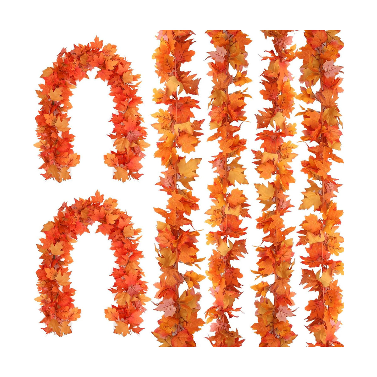 Joyhalo 6 Pack Fall Garland with Orange Leaves