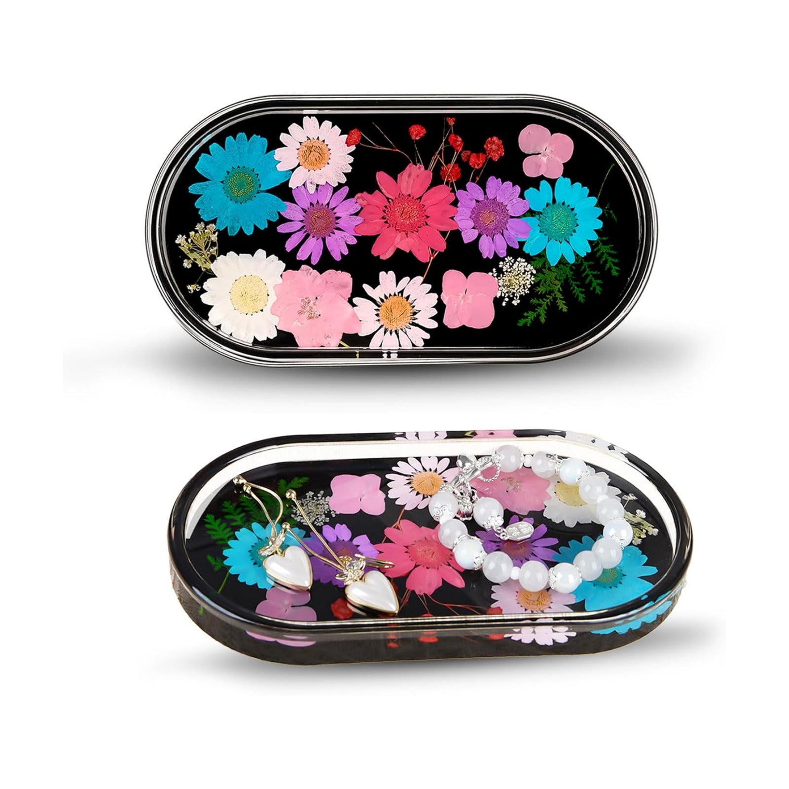 Jewelry Ring Trinket Dish ：Gift for Bride Wedding Engagement Mother Best Friend / Black / Set of 2