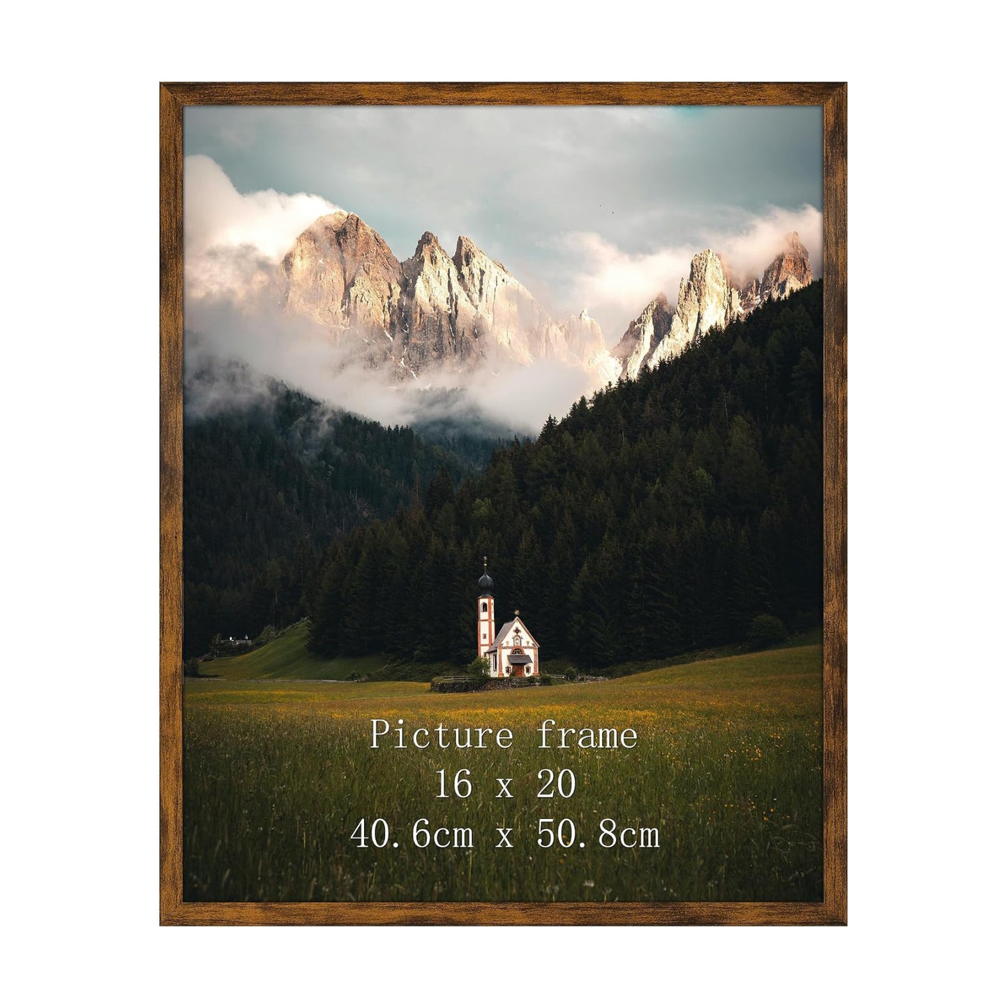 Giftgarden 16x20 Picture Frame Rustic Brown, 16 by 20 Thin Poster Photo Frame for Wall Display, Single