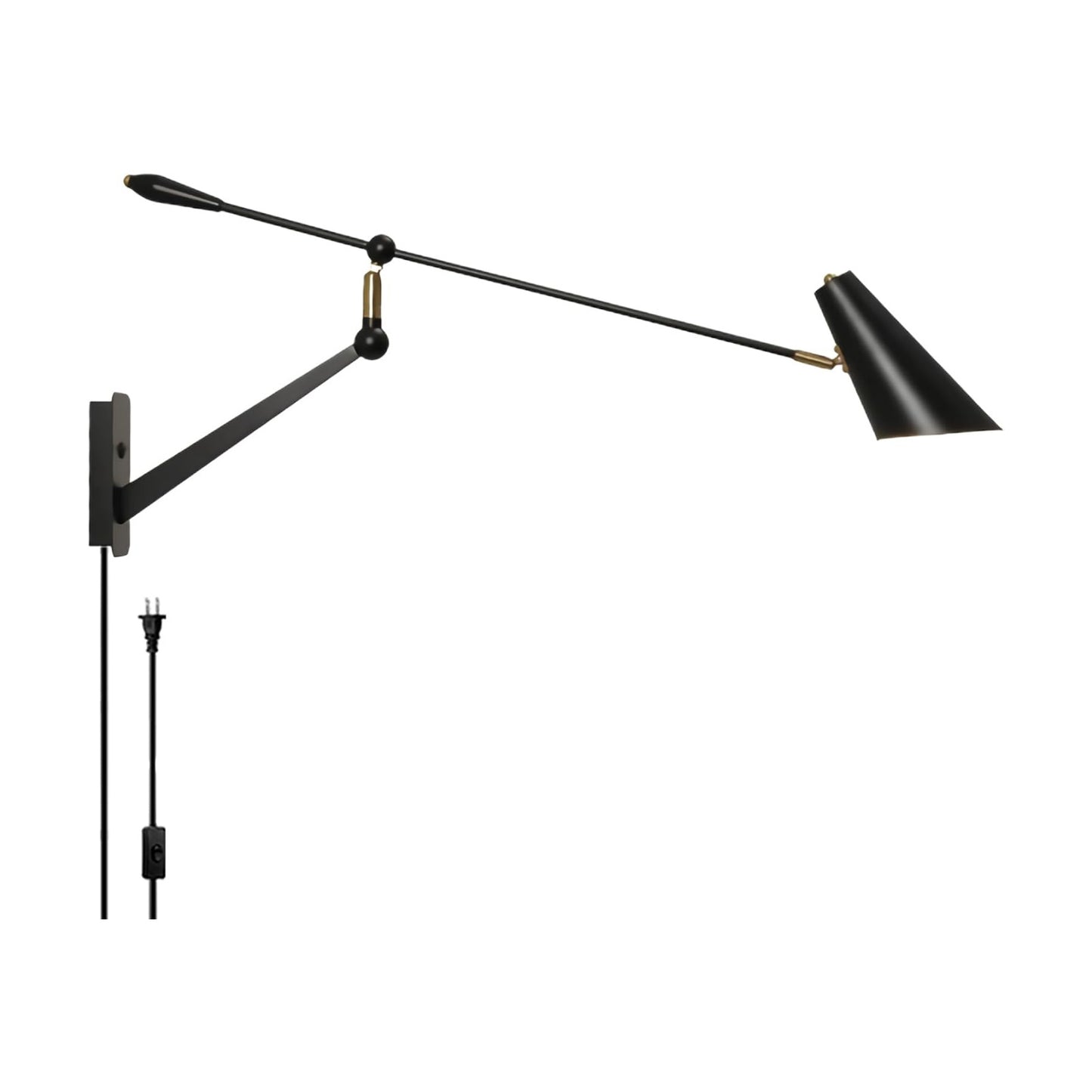 Adjustable Directional Plug in wall Light Swing arm, Unique Long Pole wall Lamps for Living Room Sofa Background Wall