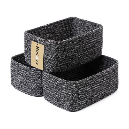 Woven Rope Baskets / L11.5xw7.5xh4.7 / Dark Gray / Set of 3