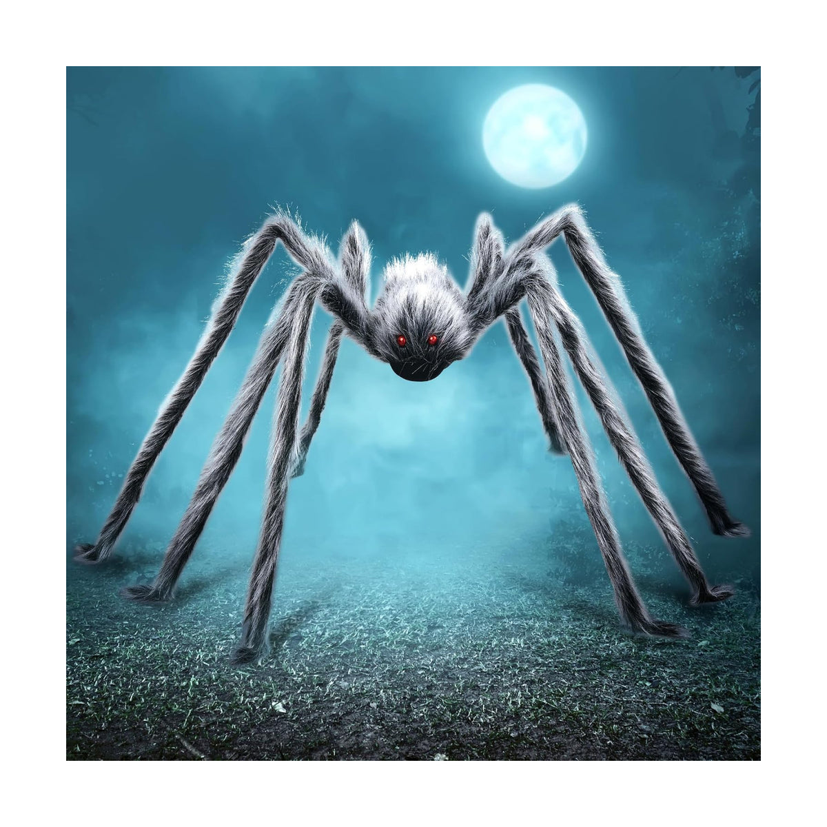 JOYIN Halloween Outdoor Decorations Giant Spider, Scary Large Spider Props for Yard Lawn Halloween Outside Decor and Indoor Party Decor, Gray (Standing Height is 15 inches)
