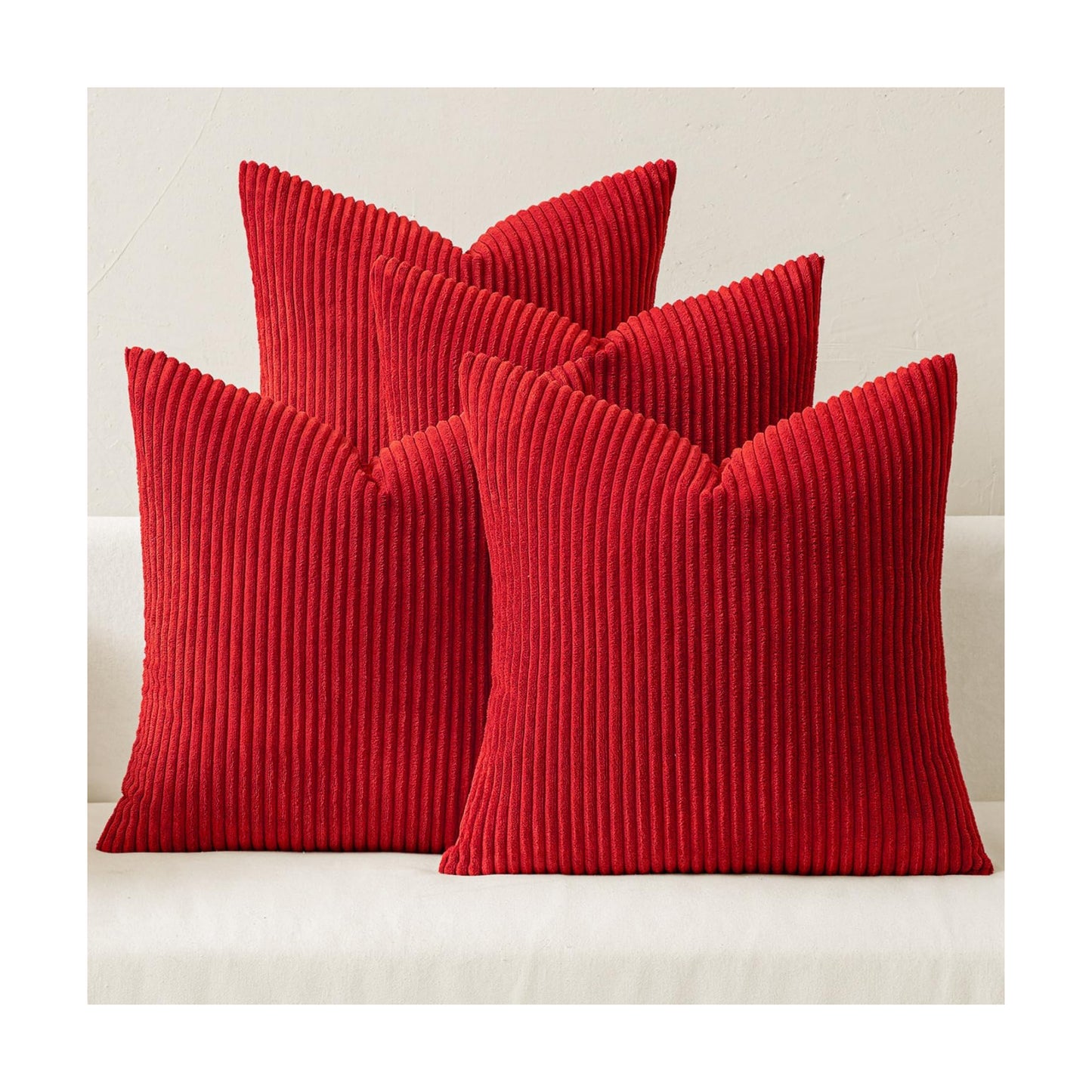 MIULEE Soft Corduroy Decorative Throw Pillow Covers Christmas Red 16x16