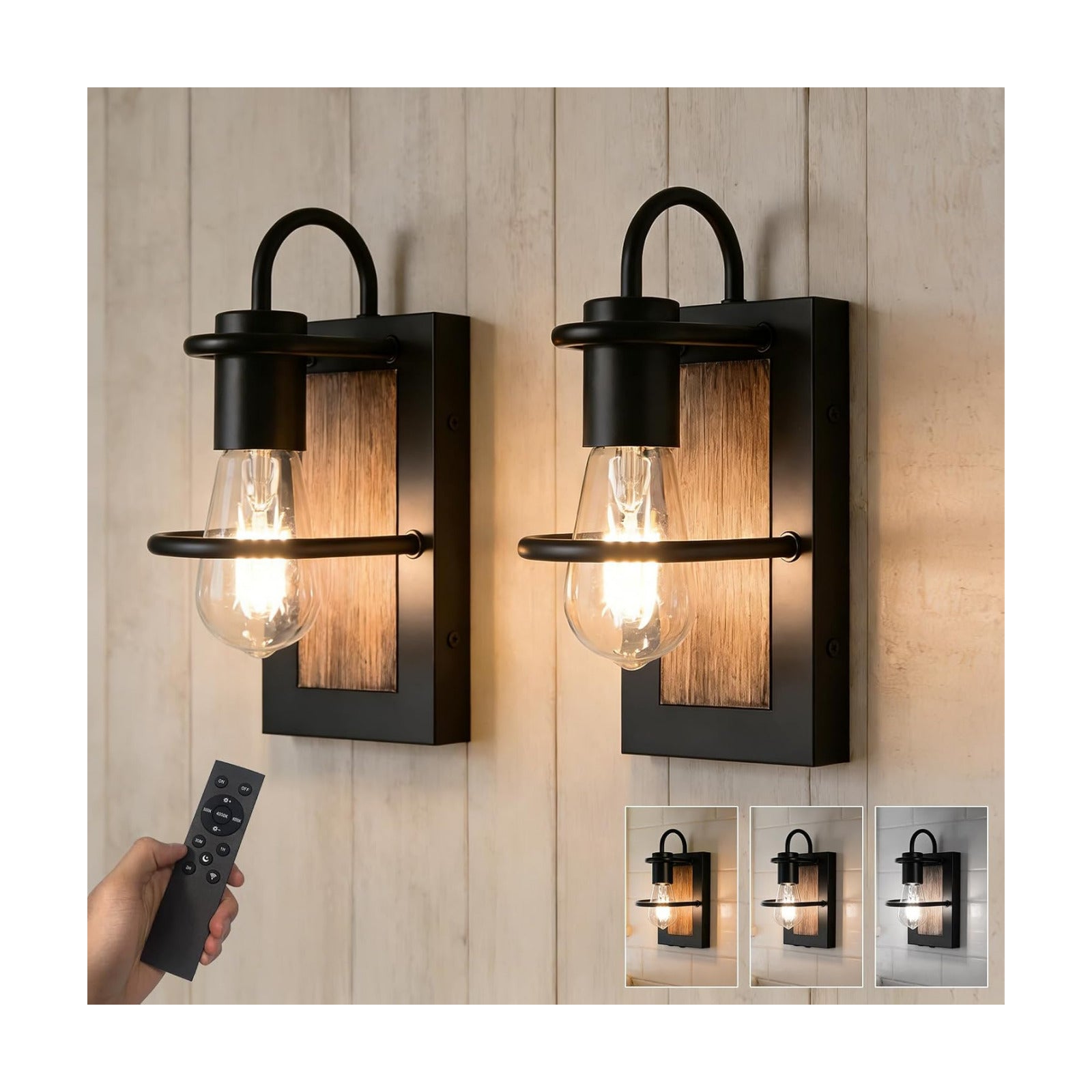 Battery Operated Wall Sconce Set of 2, Wireless Wall Lights with Remote Control, Dimmable 3 Color Temperatures