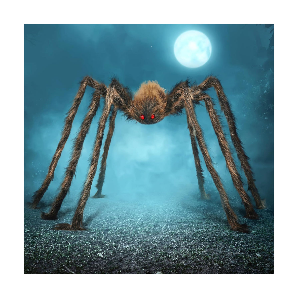 JOYIN 5ft Halloween Spider Outdoor Decorations, Scary Giant Large Spider Props for Halloween Outside Decor, Indoor Party Supplies and Yard Lawn Decoration, Brown