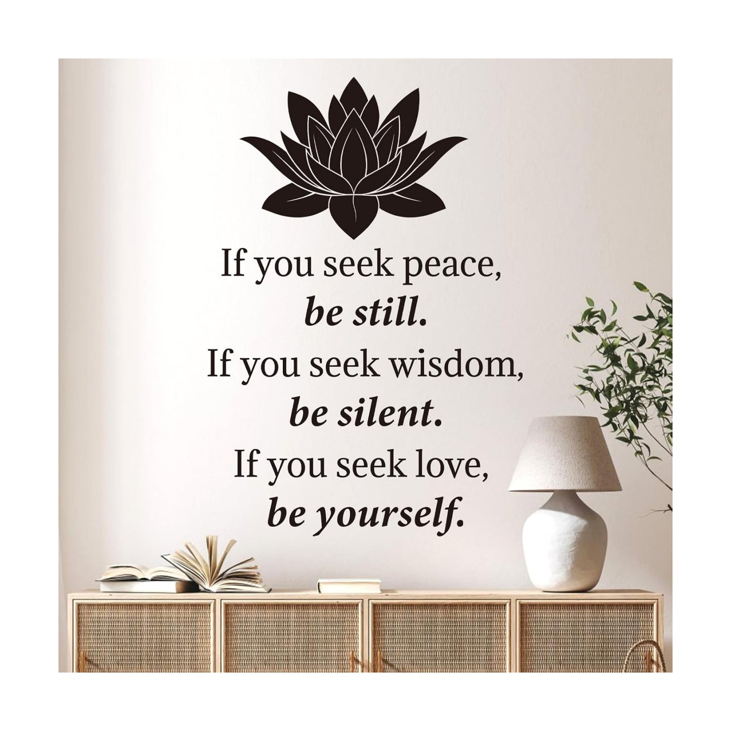 Buddha Decal Quotes Be Yourself Inspirational Positive Letter Stickers Living Room / Lotus / Black