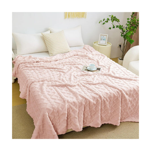 Aganear Fleece Throw Blanket for Bed Couch 90"x90" Pink