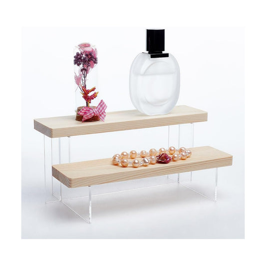 Tabletop Small Food Stand Risers Acrylic Display Makeup Step / Antique White