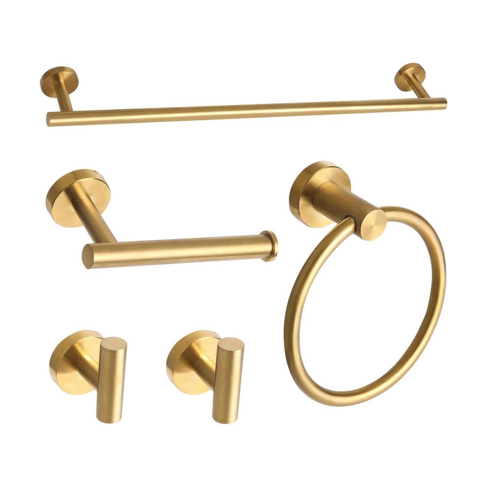 Brushed Gold Bathroom Hardware Accessories Set 5 Piece, Stainless Steel Bath Towel Bar Set 24 Inch,Toilet Paper