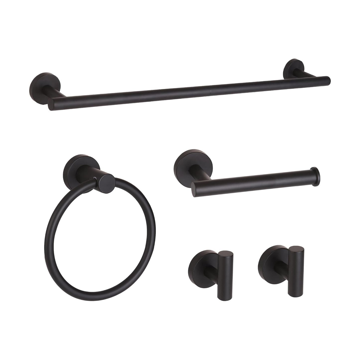 Matte Black Bathroom Hardware Set, Modern 24-Inch Towel Bar Set Wall Mounted, Towel Rack Set Black,Stainless Steel