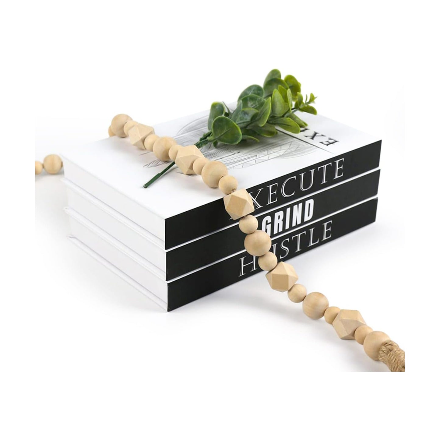 White Faux Books / Black / Set of 3