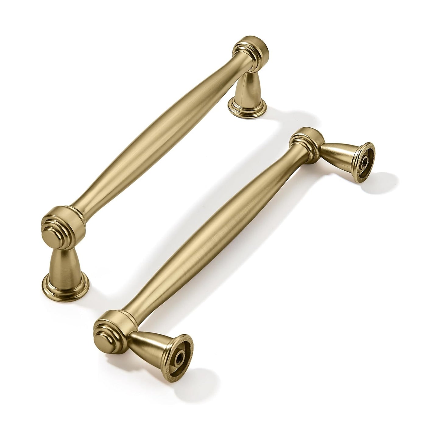 Cabinet Pulls Satin Brass Kitchen Cabinet / 5 Inch Hole Center / Brushed Brass / 5 Inch / Set of 6