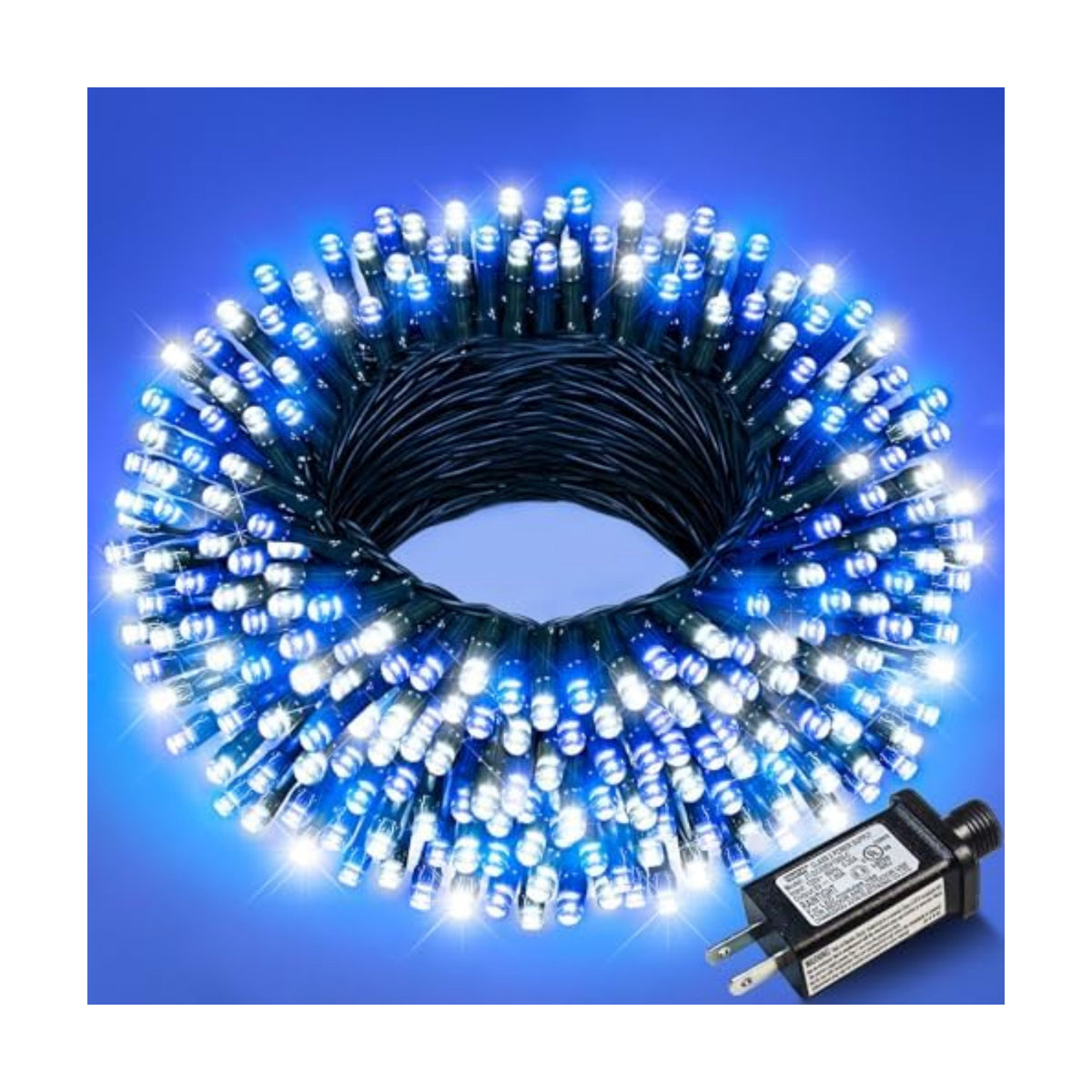 Blue and White Christmas Lights, 66FT 200 LED Christmas Tree Lights
