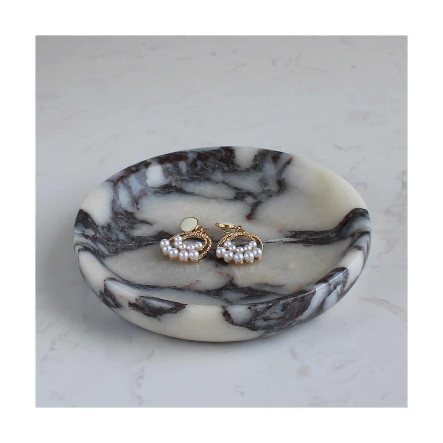 Trinket Dish for Ring Earring / Calacatta Viola / Natural