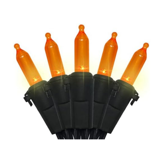 MULTI-SPARKING Orange LED Halloween Lights - 100 Count Orange Christmas String Lights for Tree, Party, Holiday, Indoor and Outdoor Halloween Decorations, 33 Feet Black Wire, UL Certified, Connectable