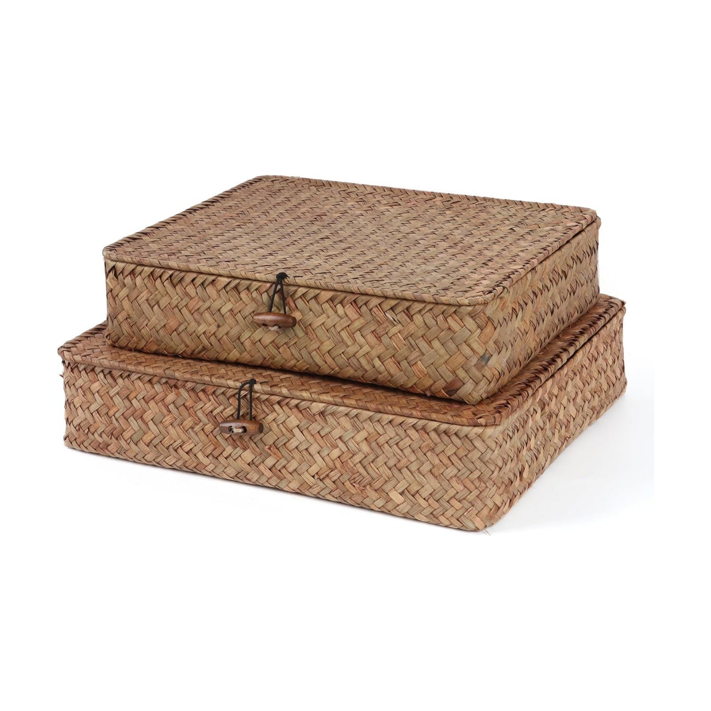 Flat Wicker Shelf Baskets / Coffee / Set of 2