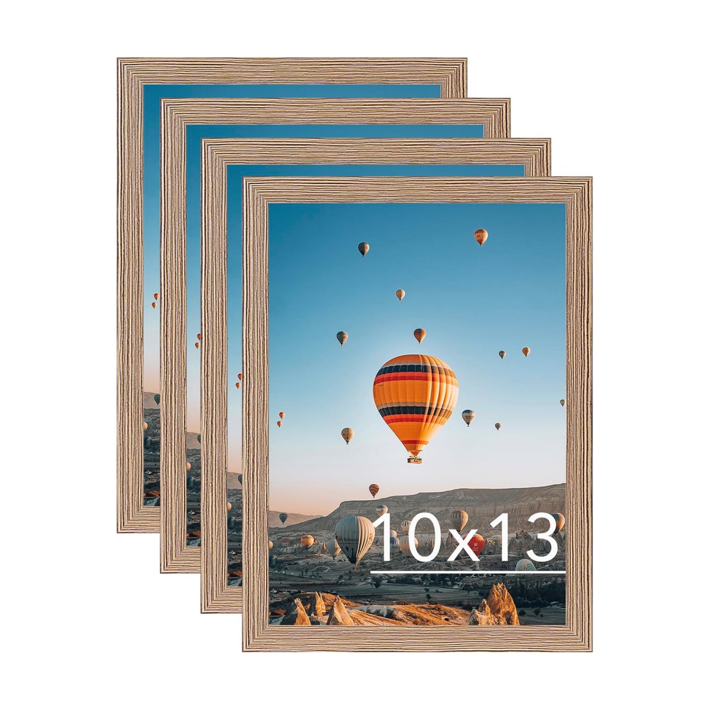 JCJMY 10x13 Rustic Brown Picture Frame Set of 4, Horizontal and Vertical Formats for Wall Hanging, 10 x 13 Wall Gallery