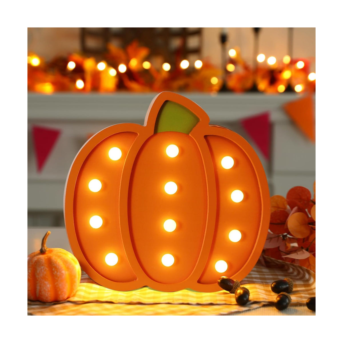 Fall Decor-Fall Decorations for Home-Light Up Wooden Pumpkins | Handmade Pumpkins with Light for Thanksgiving Halloween Home Kitchen Tabletop Decor