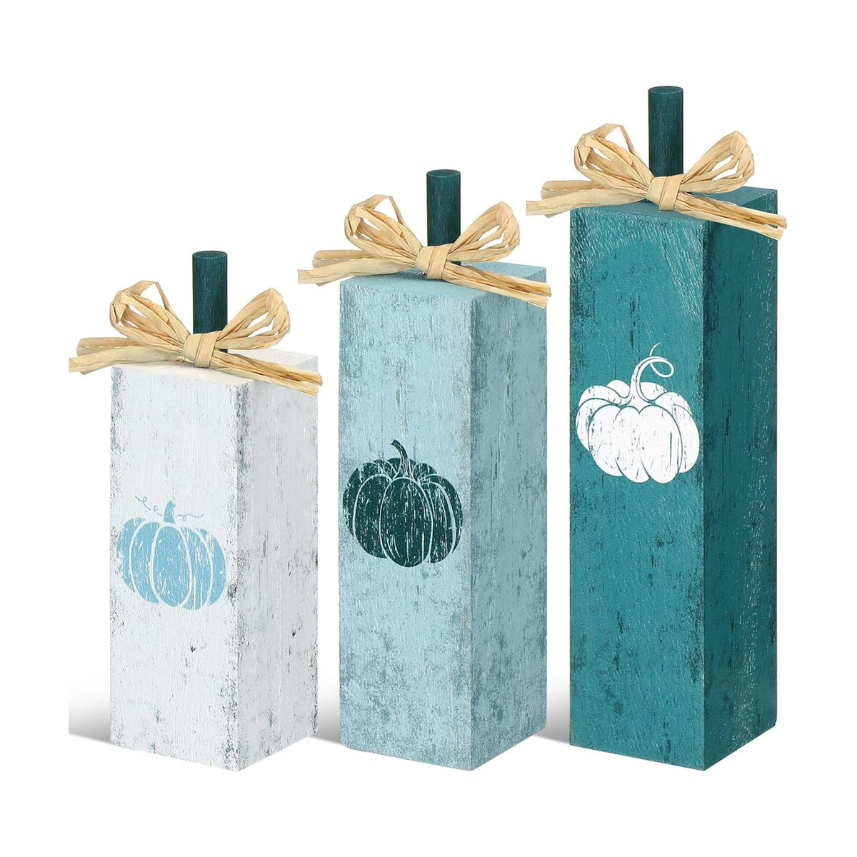 Redbaker 3 Pcs Fall Table Decorations, Blue Fall Pumpkin Centerpieces